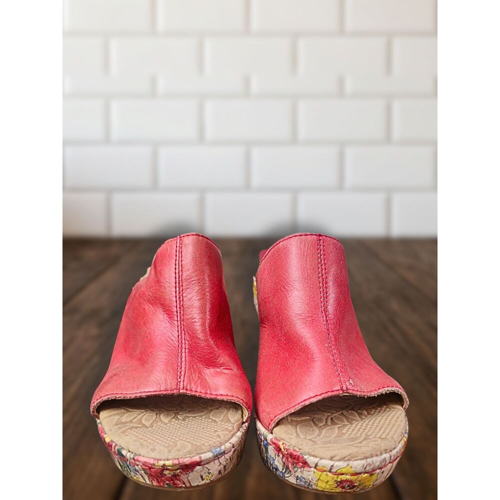 Vintage Born Handcrafted Floral Cork Platform Wedge Slide Mules